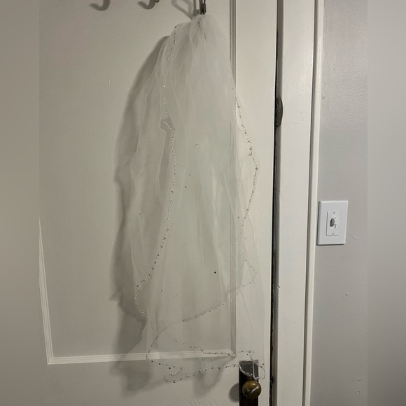 Medium Length Rhinestone Rim Bridal Veil - Picture 1 of 3